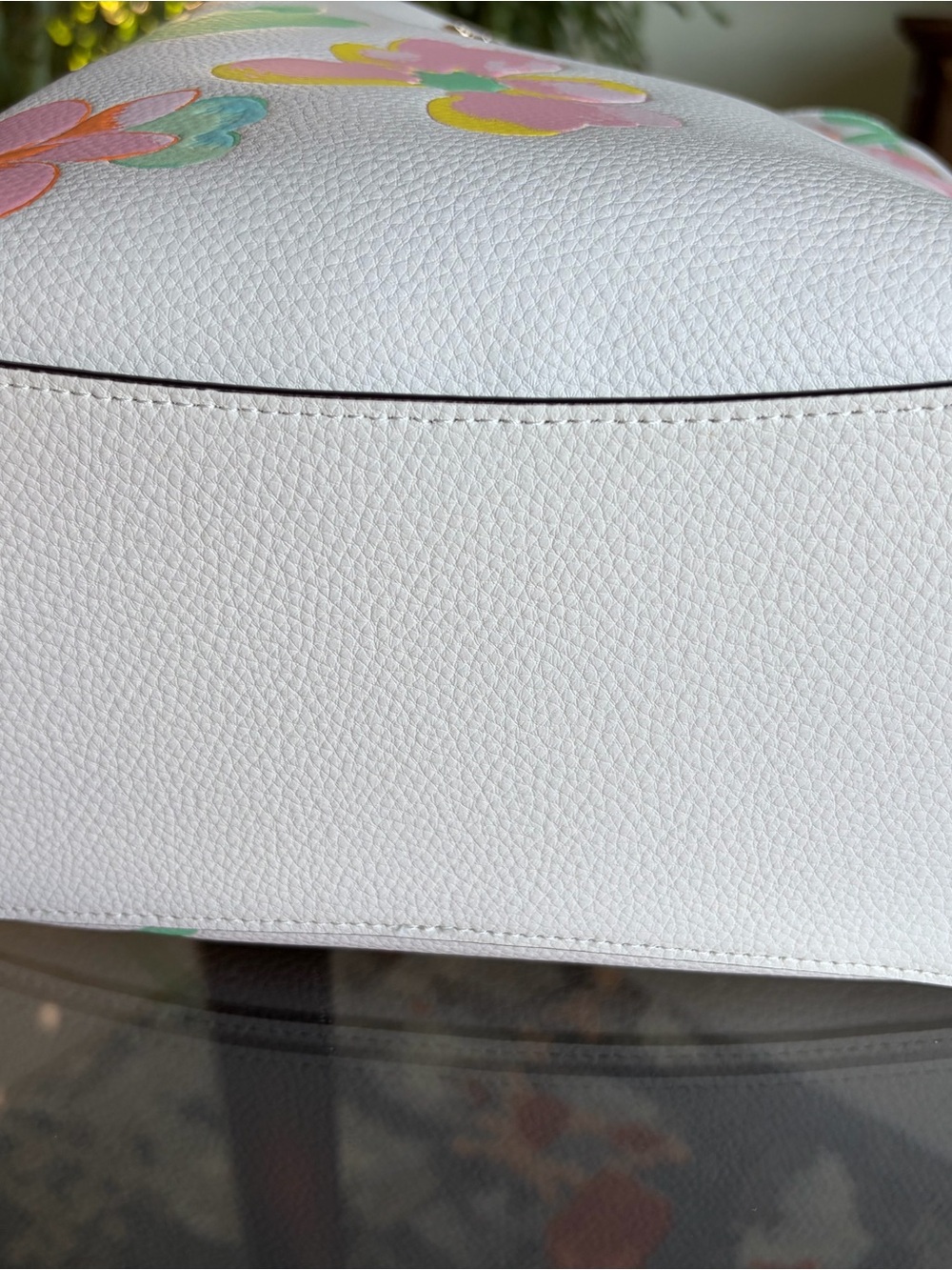 COACH White Floral Leather Shoulder Bag with Pink & Green Accents - Picture 6 of 8
